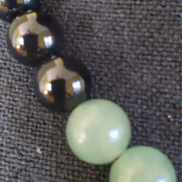 Handmade💎GENUINE💥 17" Onyx, Amazonite, Aventurine,Swarov & Glass🌺Flwer Neckl. - Picture 2 of 14